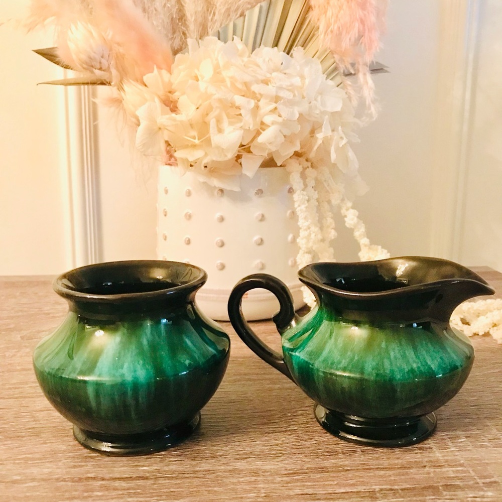 Vintage blue mountain pottery cream and sugar
